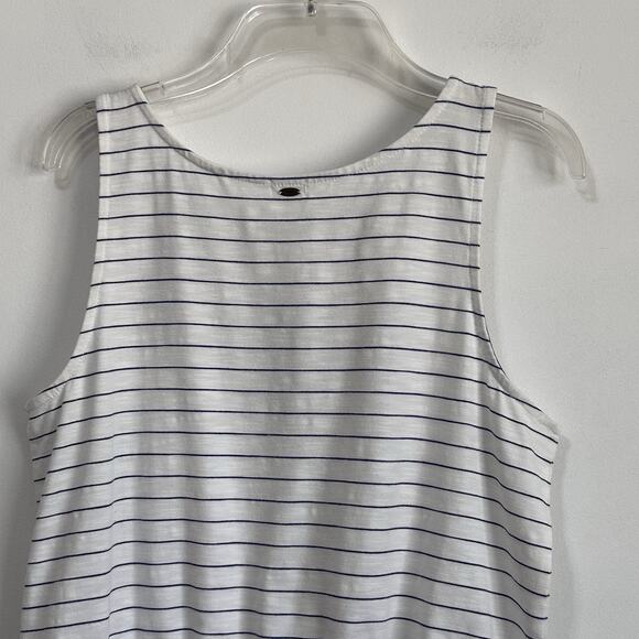 O’Neill Womens Tank Top M Tie Waist Blue Stripe Land That I Love Patriotic Shirt - Picture 7 of 10